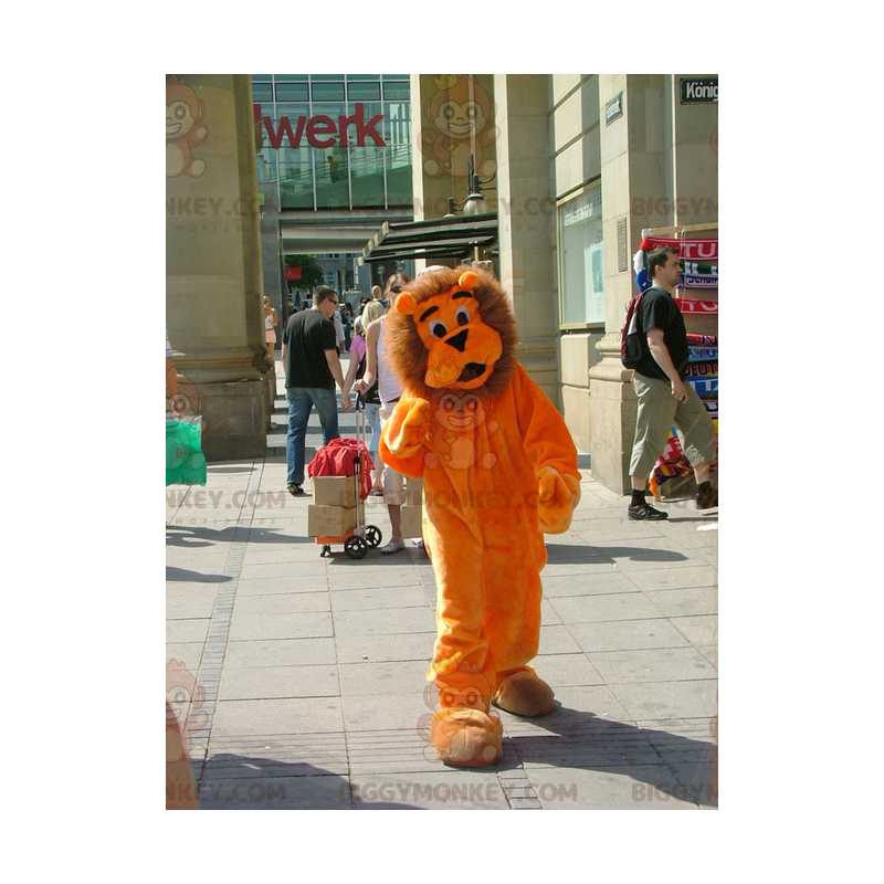 Costume de mascotte BIGGYMONKEY™ de lion orange et marron