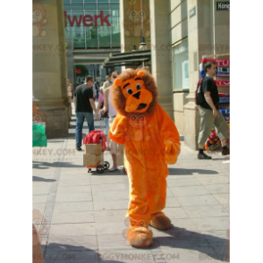 Bonito y peludo disfraz de mascota BIGGYMONKEY™ de león naranja