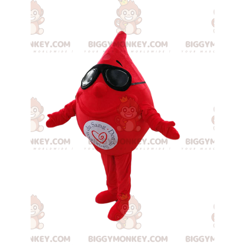 Blood Drop BIGGYMONKEY™ Mascot Costume with Sunglasses -