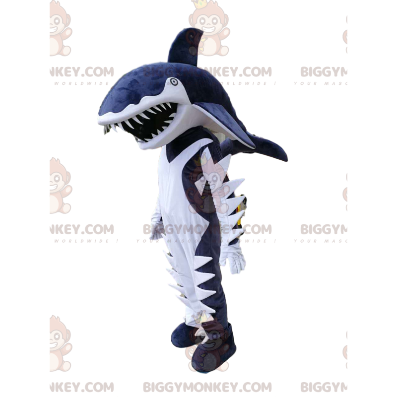 Costume de mascotte BIGGYMONKEY™ de requin bleu et blanc