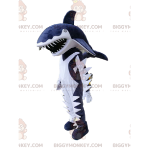 Costume de mascotte BIGGYMONKEY™ de requin bleu et blanc