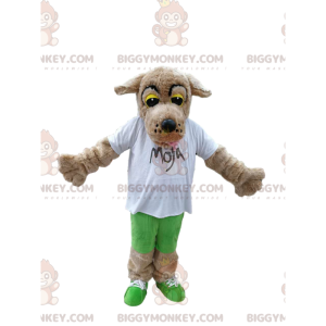 BIGGYMONKEY™ costume da mascotte di cane beige toccante con una