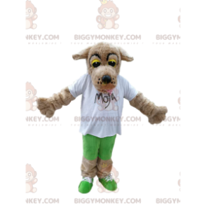 BIGGYMONKEY™ costume da mascotte di cane beige toccante con una