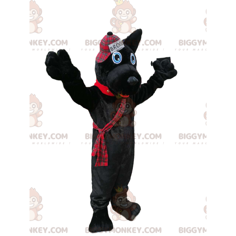 BIGGYMONKEY™-mascottekostuum voor zwarte hond met pet in