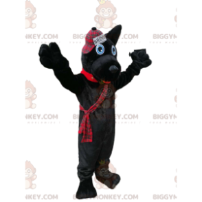 Kostium maskotki czarnego psa BIGGYMONKEY™ z czapką w stylu