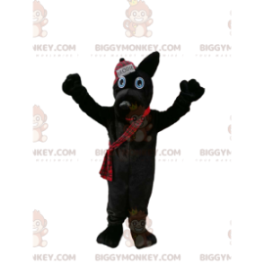 Costume de mascotte BIGGYMONKEY™ de chien noir avec une