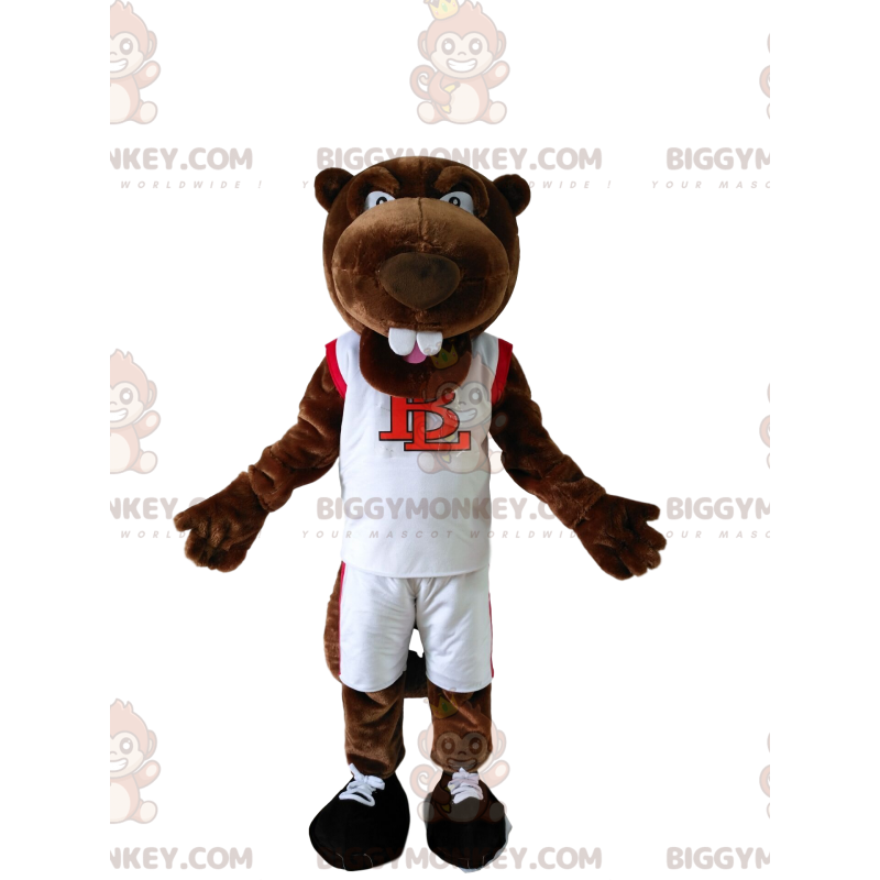 Disfraz de mascota BIGGYMONKEY™ Castor marrón con ropa