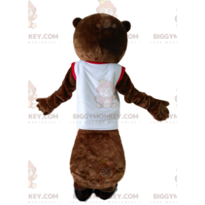 Traje de mascote BIGGYMONKEY™ Castor marrom em roupas