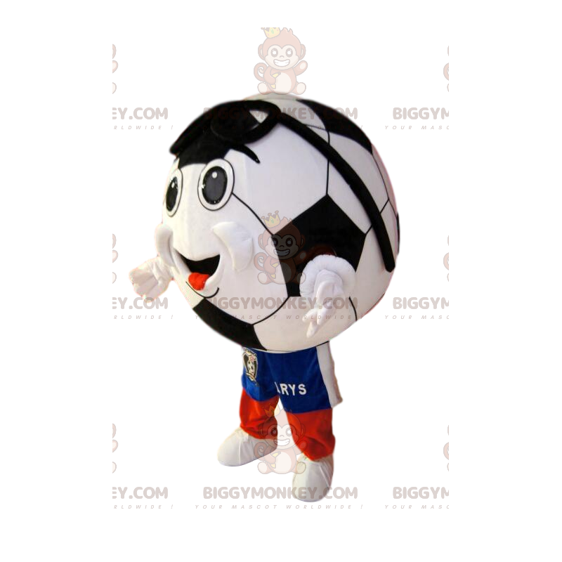 BIGGYMONKEY™ Costume da mascotte Pallone da calcio sorridente
