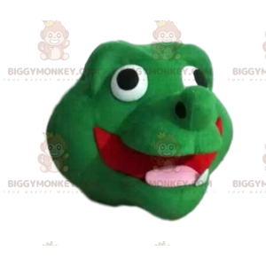 Cabeça de fantasia de mascote de dragão verde super divertido