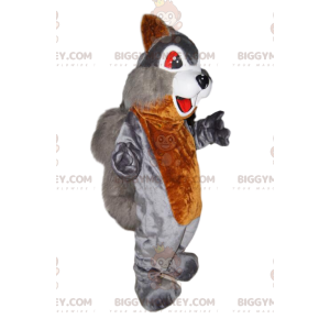 BIGGYMONKEY™ maskotdräkt av grå och brun ekorre, med röda ögon