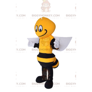 BIGGYMONKEY™ Maskotdräkt Svart och gult bi, med vita vingar -
