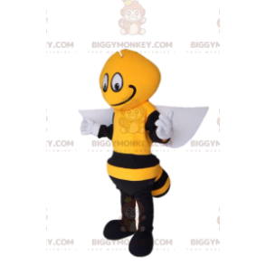 Kostium maskotki BIGGYMONKEY™ czarno-żółta pszczoła z białymi