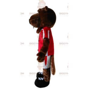 BIGGYMONKEY™ costume da mascotte di castoro marrone con maglia