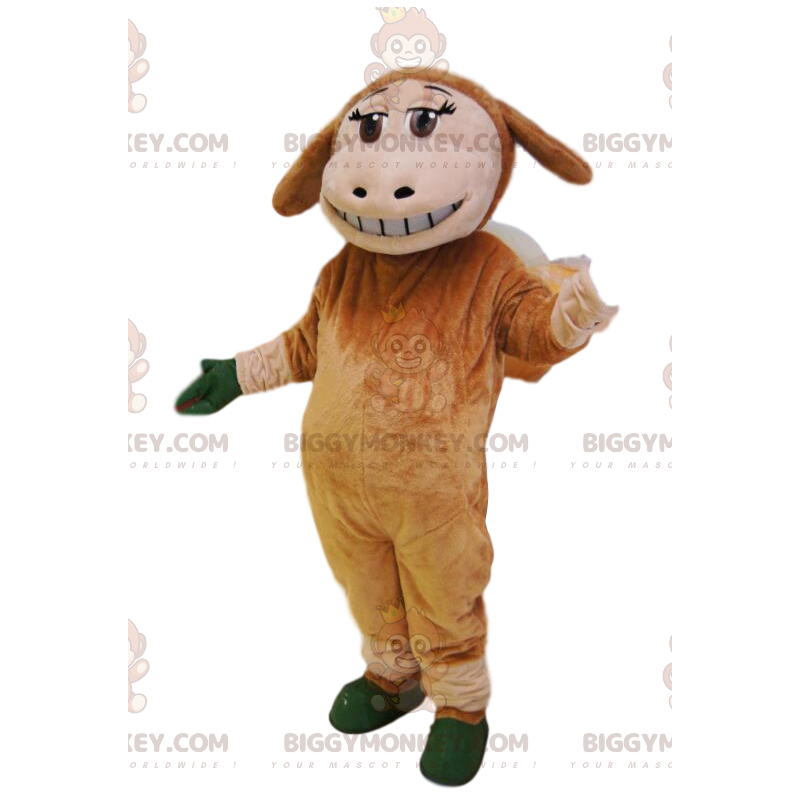 Brown sheep BIGGYMONKEY™ mascot costume with cute smile. –