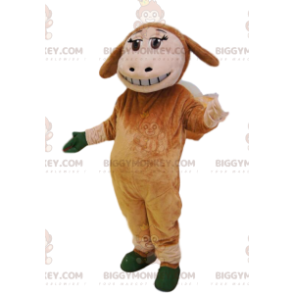 Costume de mascotte BIGGYMONKEY™ de mouton marron avec un joli