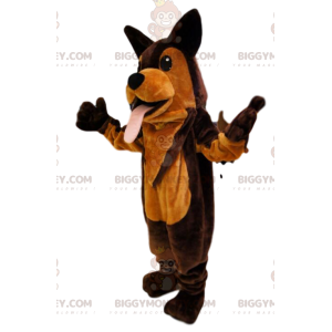 Super vtipný kostým maskota hnědého a oranžového psa