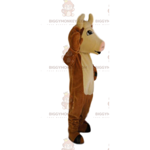 Costume de mascotte BIGGYMONKEY™ de vache marron et crème, avec