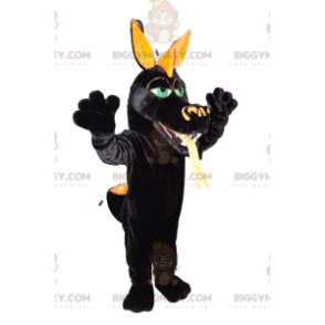 BIGGYMONKEY™ costume da mascotte di drago nero, con occhi