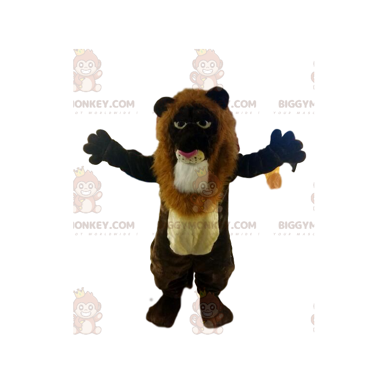 Costume de mascotte BIGGYMONKEY™ de lion marron, avec une