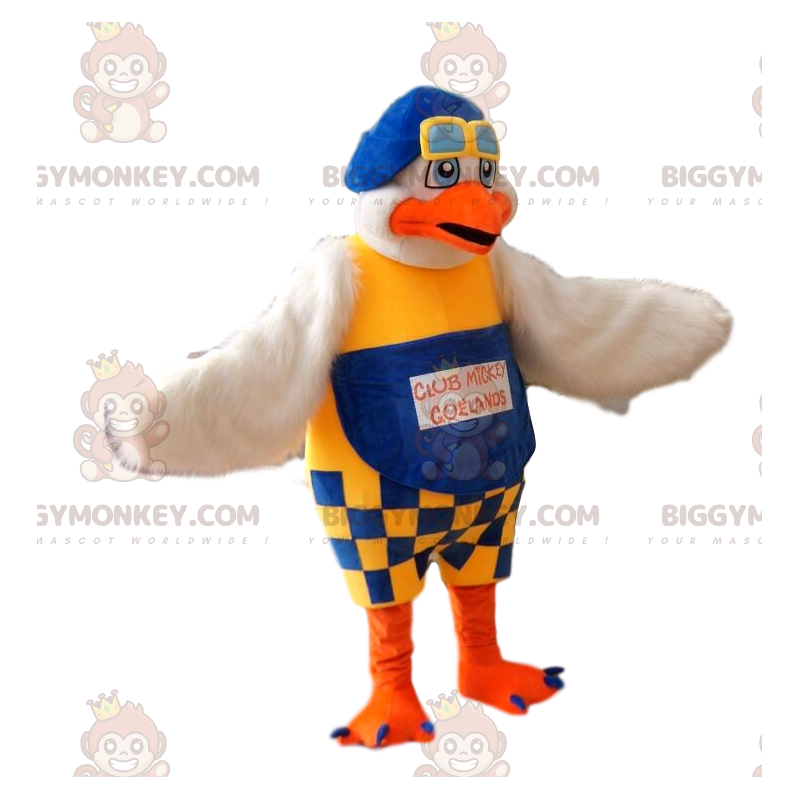 Disfraz de mascota Gaviota BIGGYMONKEY™ con mono azul y