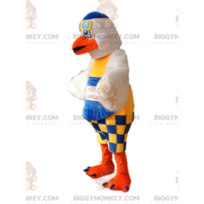 Fato de mascote Seagull BIGGYMONKEY™ com macacão azul e