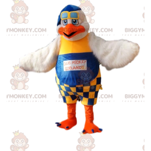 Seagull BIGGYMONKEY™ mascot costume with blue and yellow
