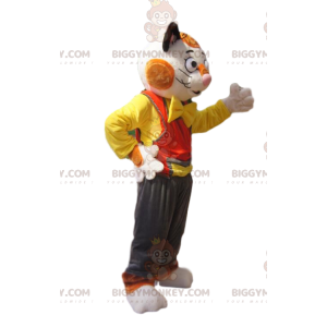 BIGGYMONKEY™ White and Ginger Cat Mascot Costume with Brown