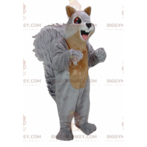 Costume da mascotte gigante grigio e marrone scoiattolo