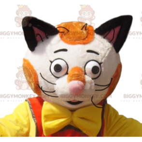 Costume de mascotte BIGGYMONKEY™ de chat blanc et roux, avec