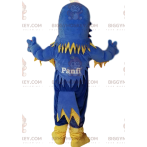 Blue and yellow eagle BIGGYMONKEY™ mascot costume, with frills.