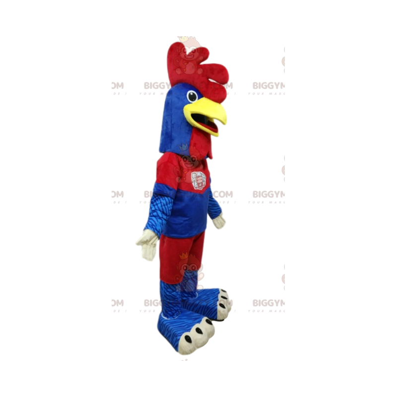 Chicken BIGGYMONKEY™ Mascot Costume Blue & Red Sportswear -