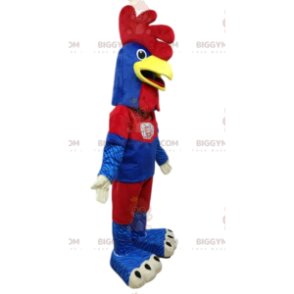 Chicken BIGGYMONKEY™ Mascot Costume Blue & Red Sportswear –