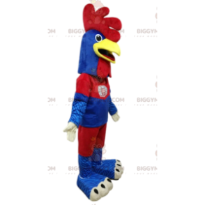 Chicken BIGGYMONKEY™ Mascot Costume Blue & Red Sportswear -