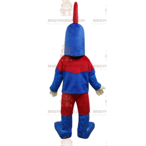 Traje de mascote de frango BIGGYMONKEY™ azul e vermelho roupas