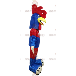 Traje de mascote de frango BIGGYMONKEY™ azul e vermelho roupas