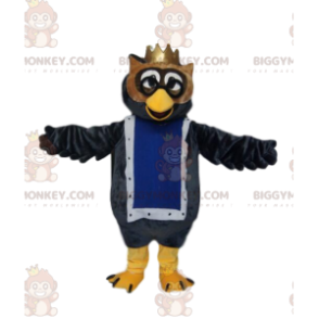 BIGGYMONKEY™ mascot costume of owls with a golden crown. Owls
