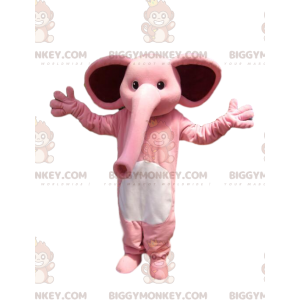 BIGGYMONKEY™ costume mascotte di un elefante rosa, con