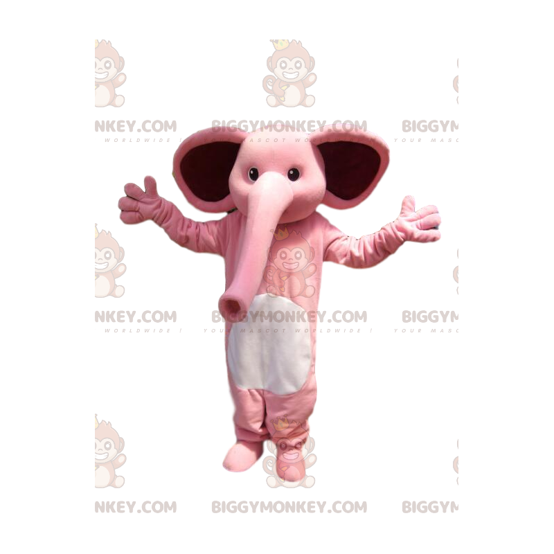 BIGGYMONKEY™ costume mascotte di un elefante rosa, con