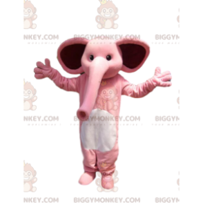 BIGGYMONKEY™ Maskottchenkostüm eines rosa Elefanten mit