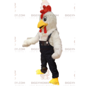 Kostium maskotki BIGGYMONKEY™ biały kurczak z dżinsowym