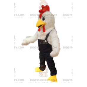 Traje de mascote BIGGYMONKEY™ de frango branco com macacão