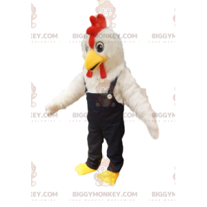Traje de mascote BIGGYMONKEY™ de frango branco com macacão