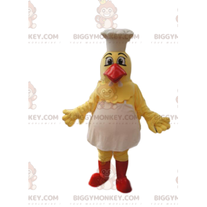 Gul kyckling BIGGYMONKEY™ maskotdräkt med hatt och förkläde. -
