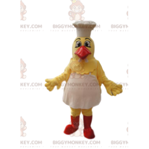 Yellow Chicken BIGGYMONKEY™ Mascot Costume with Hat and Apron.