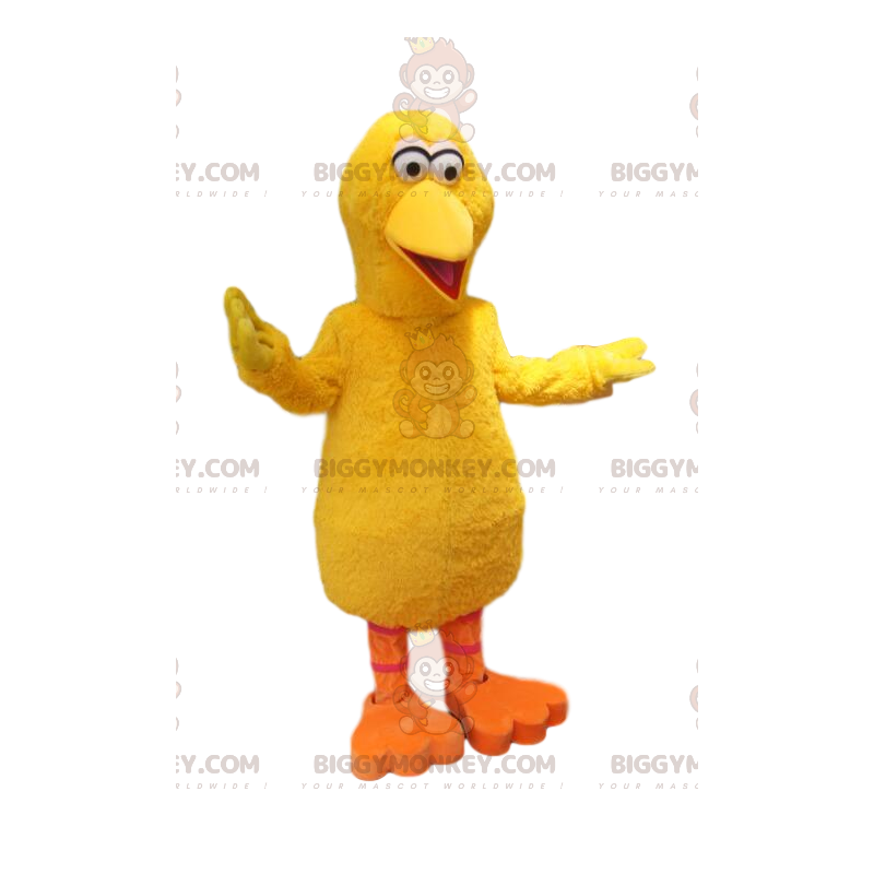 Disfraz de mascota BIGGYMONKEY™ de pato amarillo muy cómico.