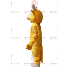 Fantasia de mascote BIGGYMONKEY™ de vaca amarela super alegre.