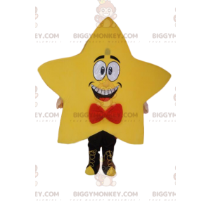 BIGGYMONKEY™ Μασκότ Κοστούμι Κίτρινο Αστέρι με κόκκινο παπιγιόν