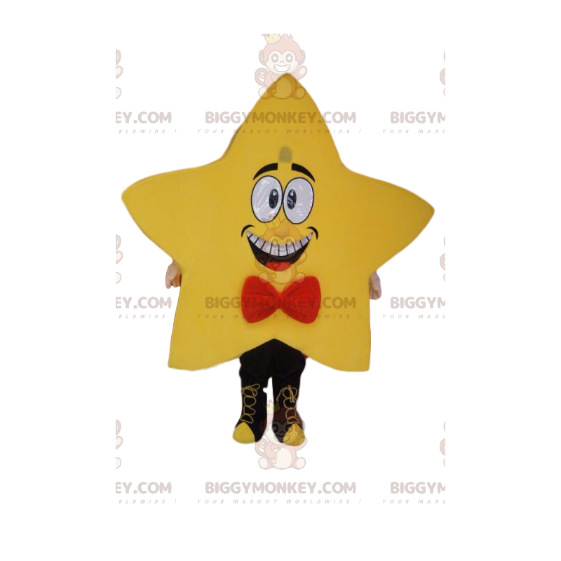 Costume de mascotte BIGGYMONKEY™ d'étoile jaune avec un neud