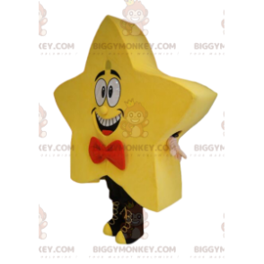 BIGGYMONKEY™ Mascot Costume Yellow Star with Red Bow Tie –